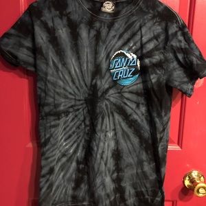 Santa Cruz Wave Logo Grey Tie Dye Tee Shirt